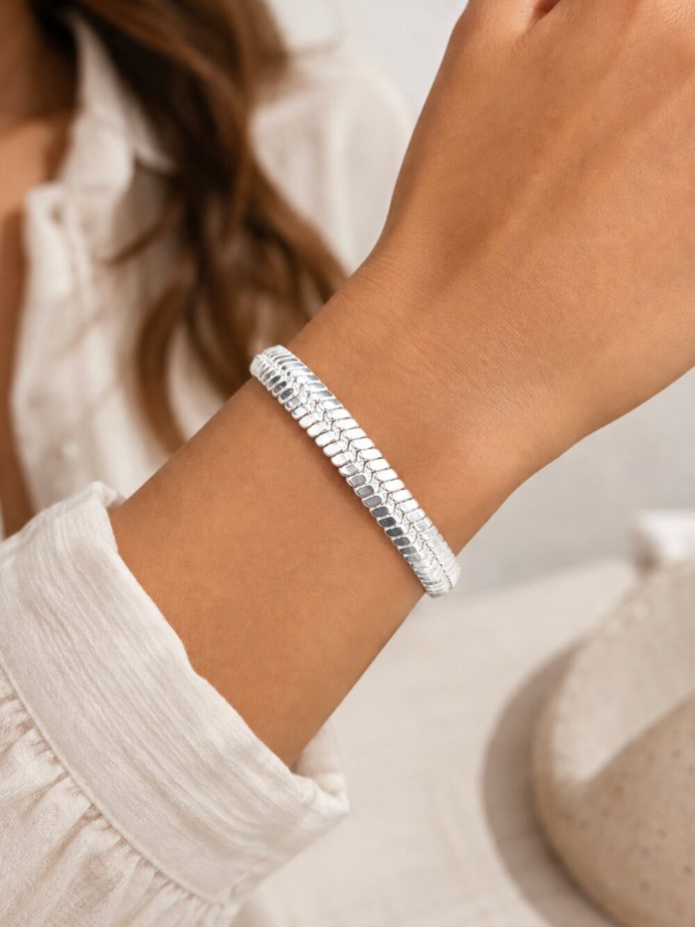 925 Sterling Silver Snakechain Bracelet 10 mm Flat Snake Chain Bracelet